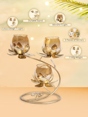 Gold 3-in-1 Glass Candle Holder