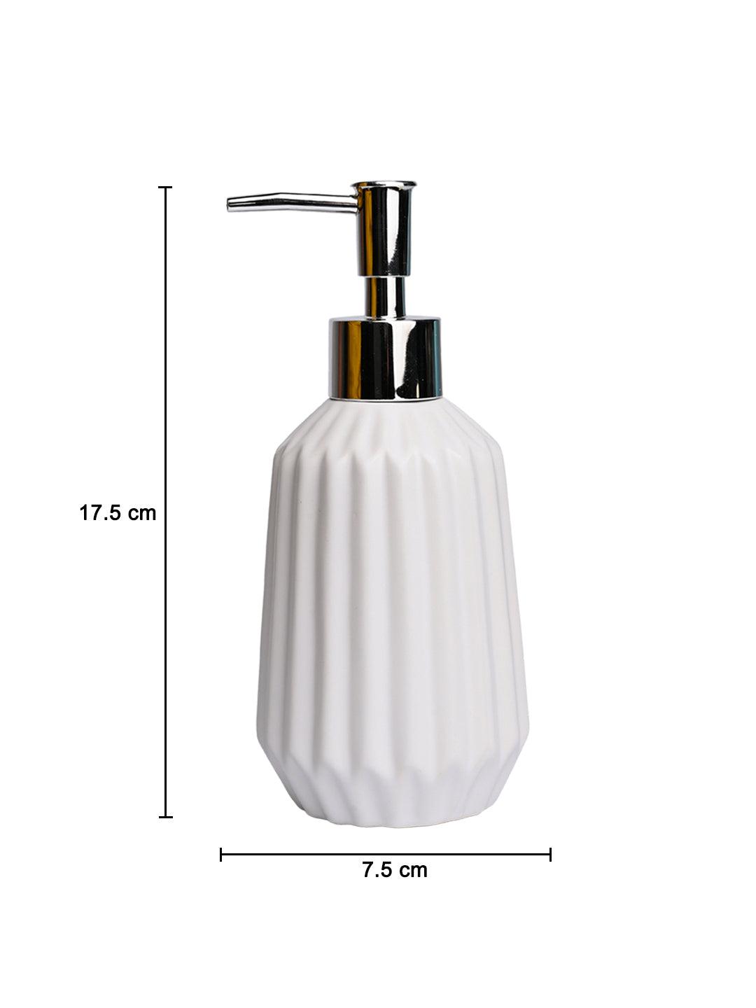 Ribbed Pattern White Soap Dispenser