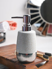 Dotted Style Soap Dispenser - Silver & White