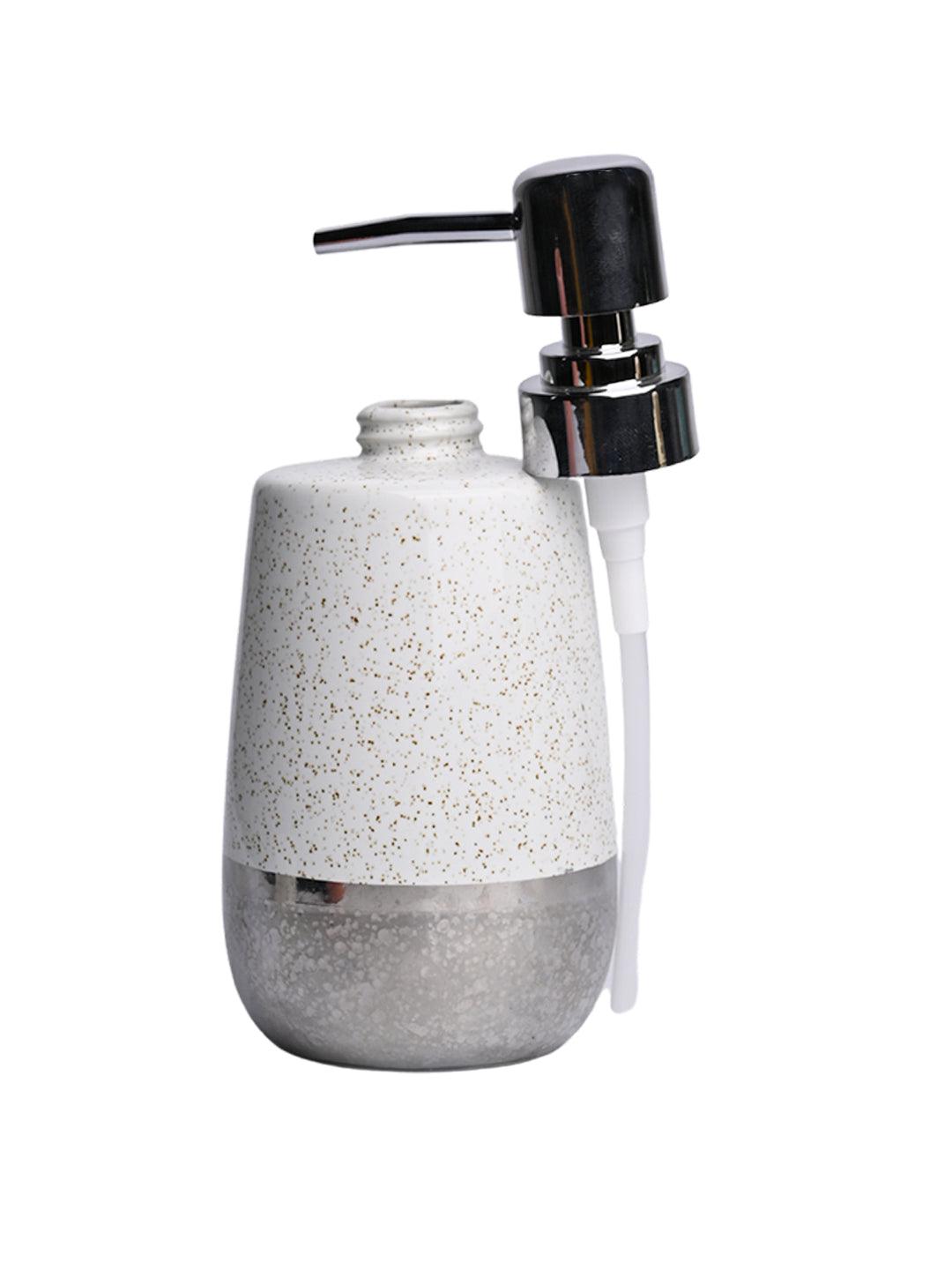 Dotted Style Soap Dispenser - Silver & White