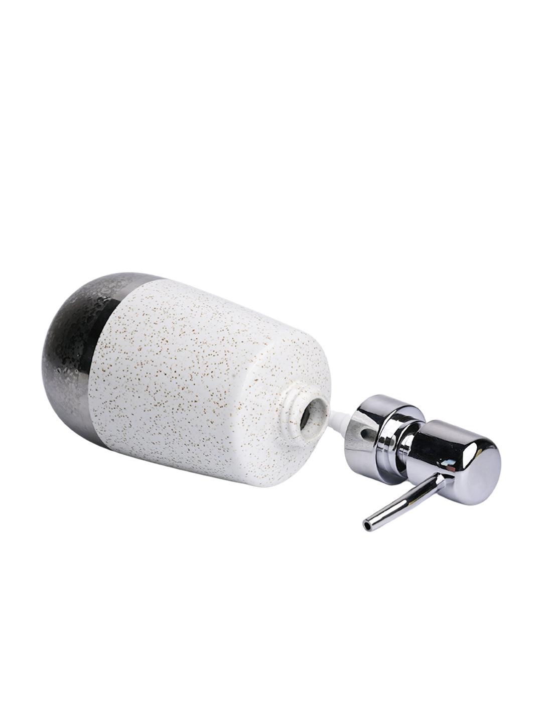 Dotted Style Soap Dispenser - Silver & White