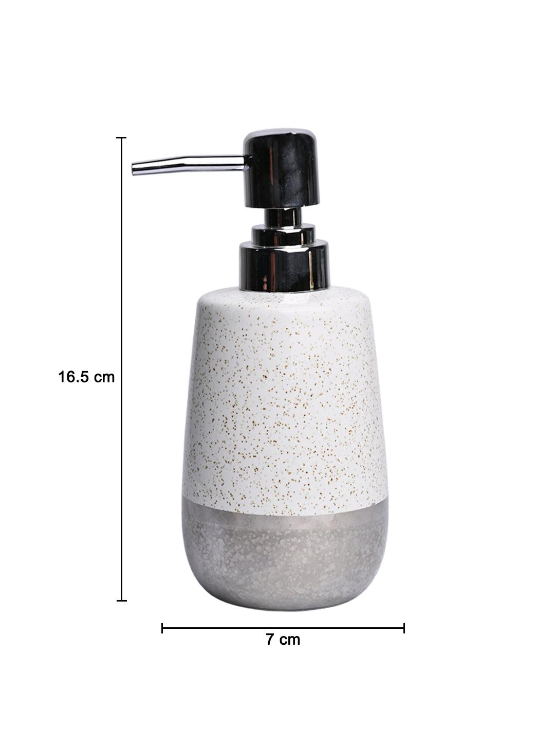 Dotted Style Soap Dispenser - Silver & White