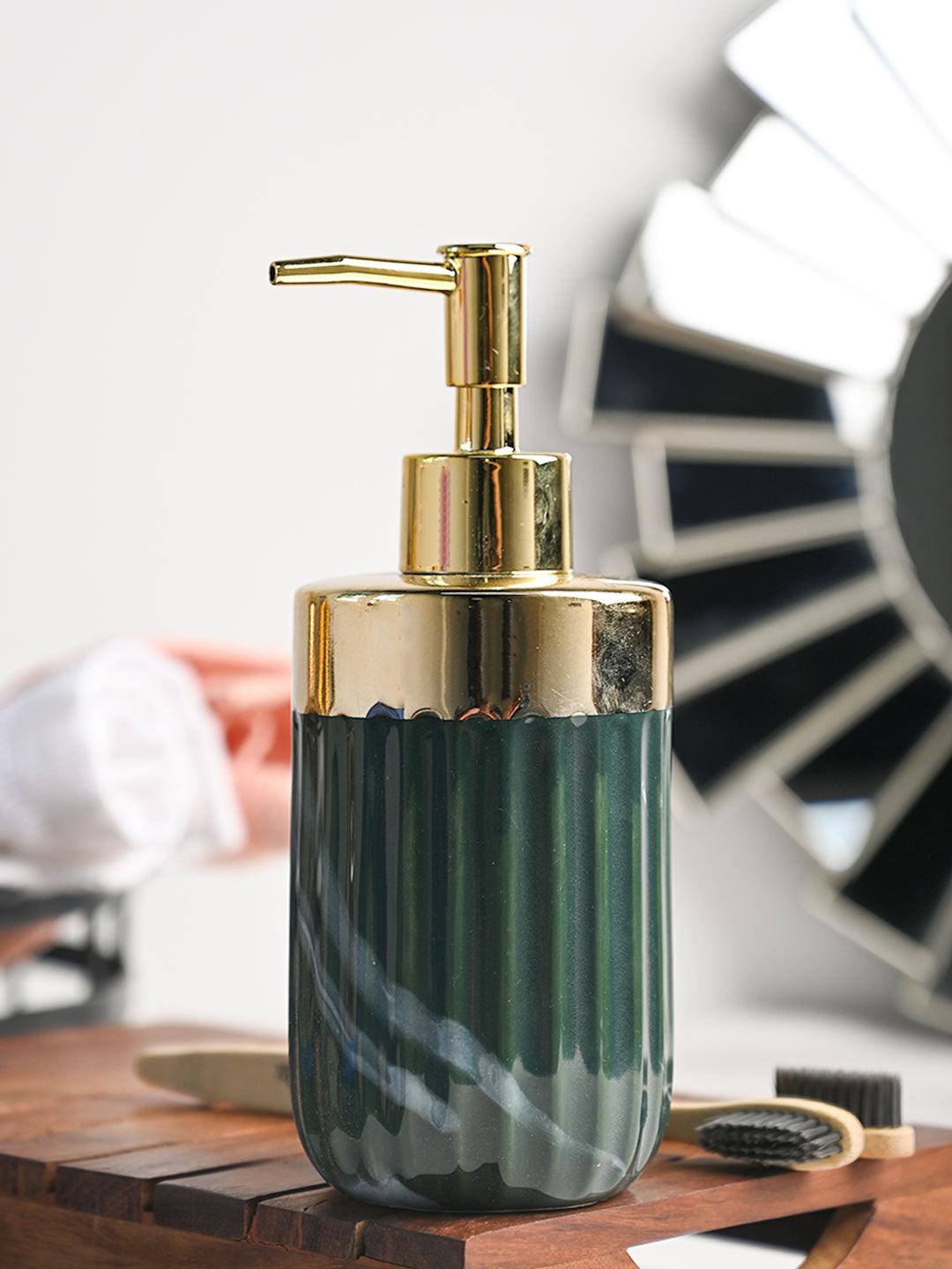 Golden Ribbed Soap Dispenser