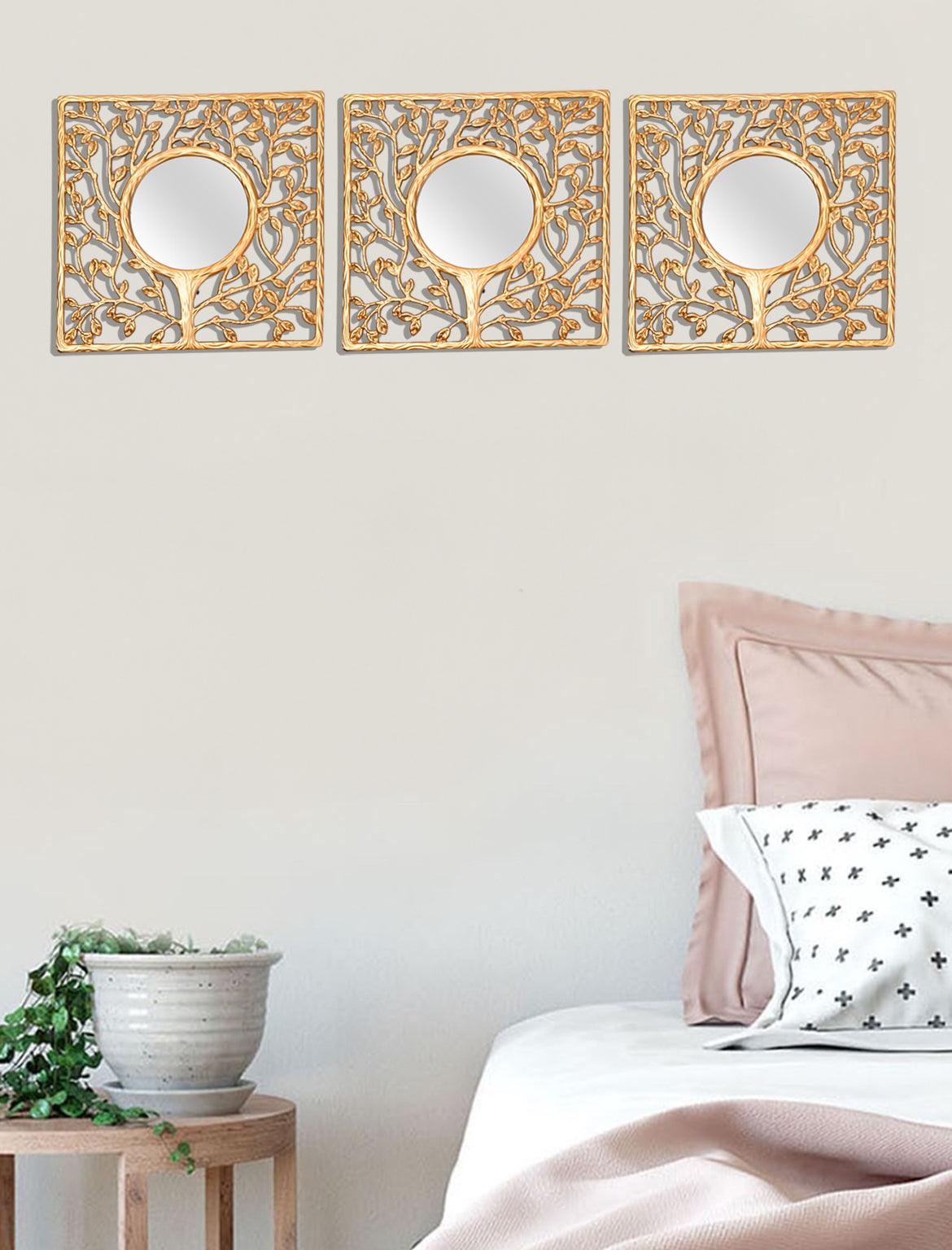 Golden Wall Mirror - Set of 3