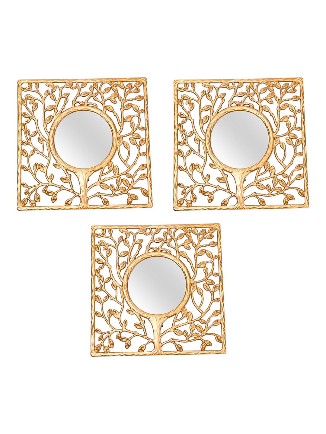 Golden Wall Mirror - Set of 3