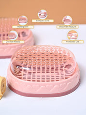 Plastic Peach Soap Dish Set