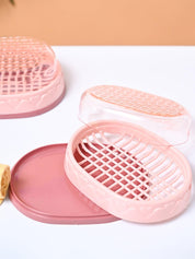 Plastic Peach Soap Dish Set