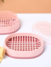 Plastic Peach Soap Dish Set