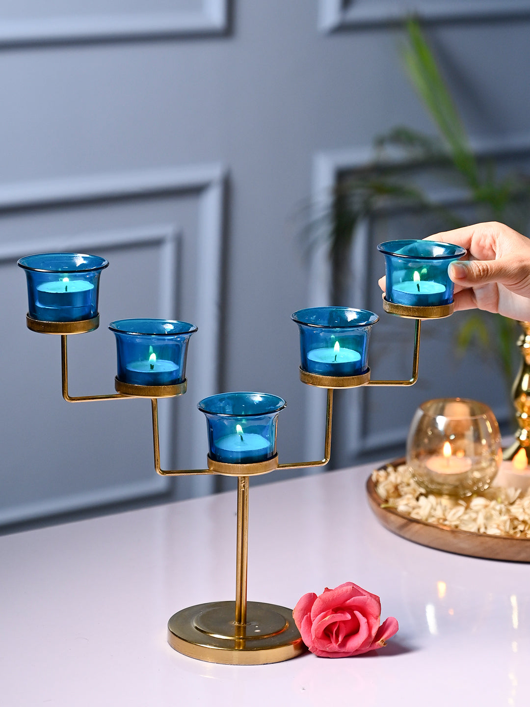 Turquoise 5 Votive Candle Holder