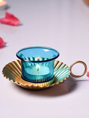 Turquoise T-Light Holder Set of 2