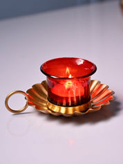 Red & Gold T-Light Holder Set