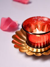 Red & Gold T-Light Holder Set