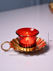 Red & Gold T-Light Holder Set