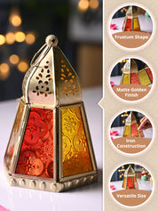 Golden Hanging Lantern - Frustum Shape