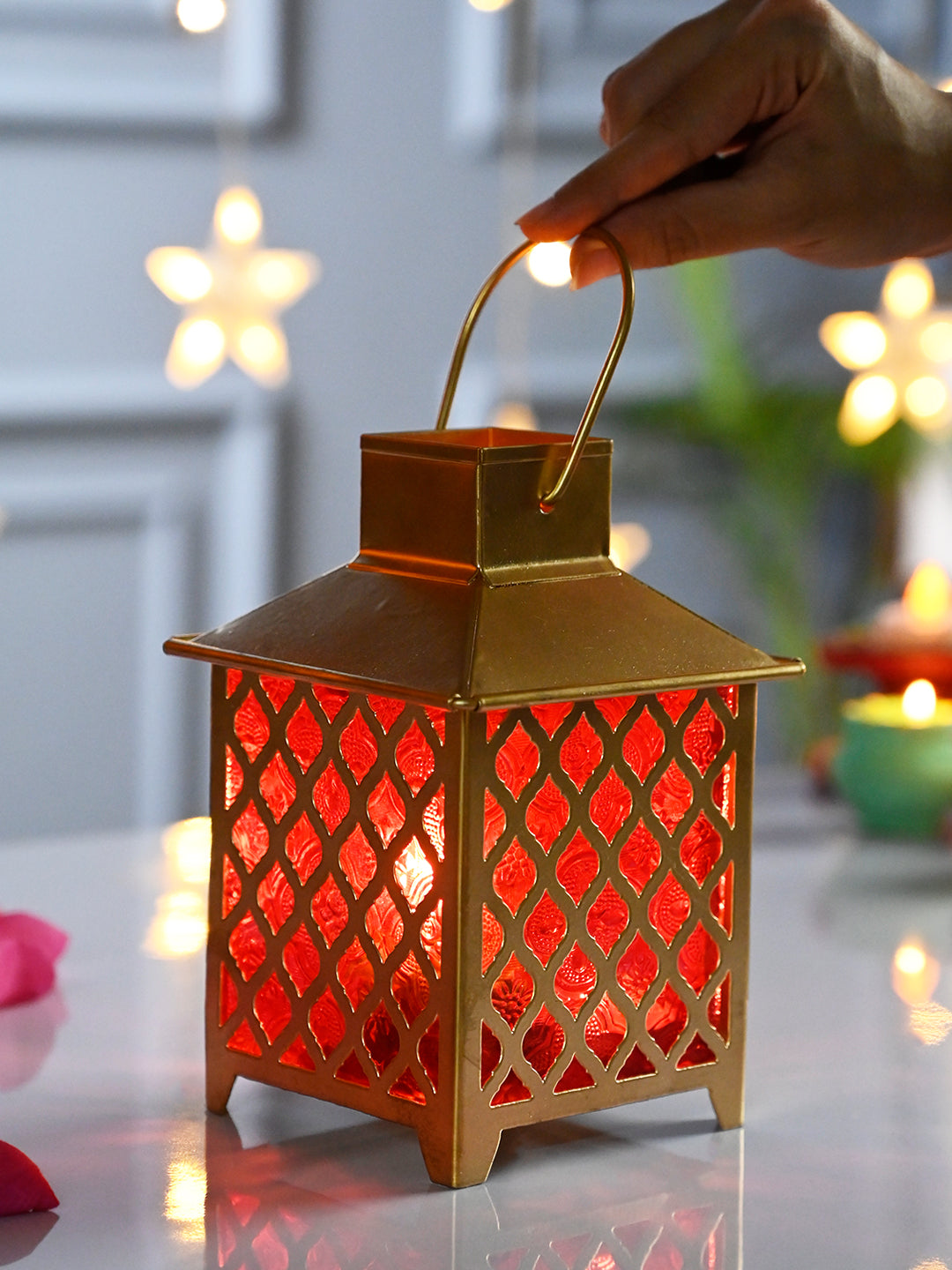 Red & Golden Iron Lantern