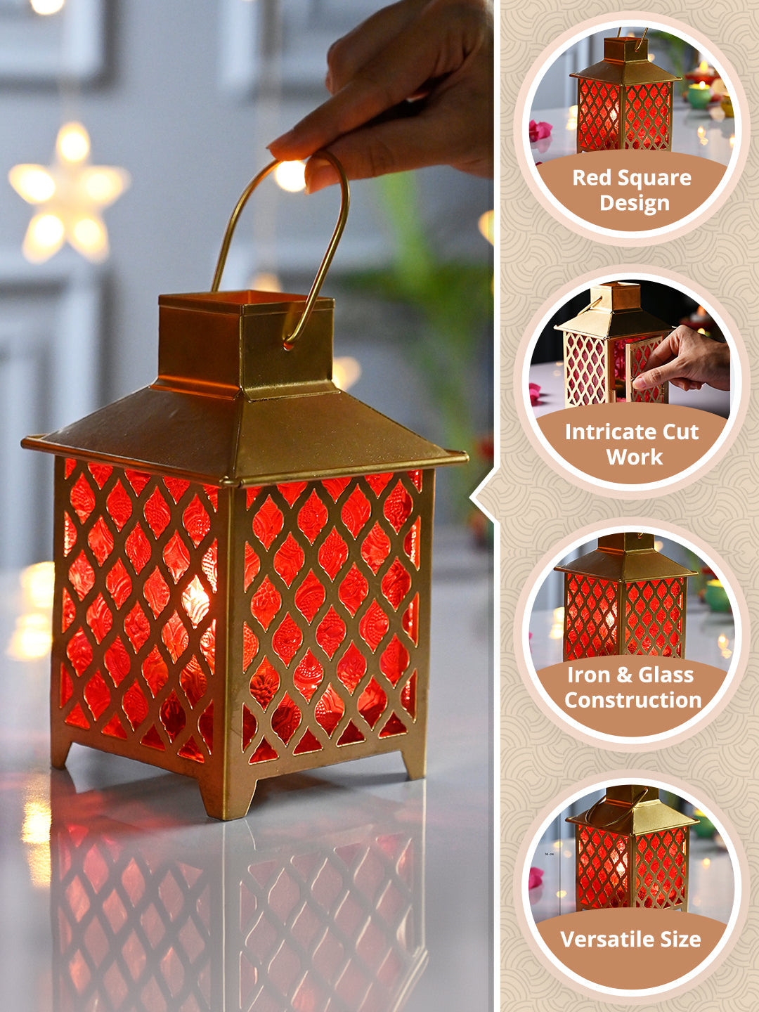 Red & Golden Iron Lantern