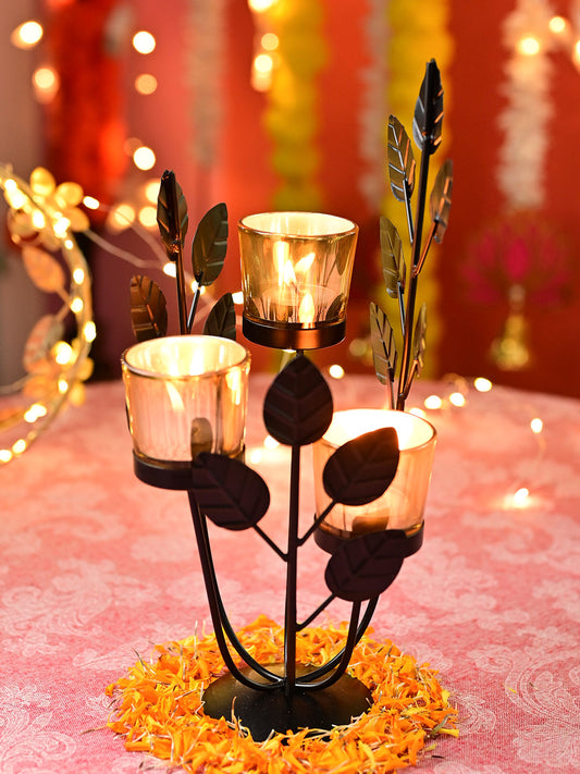 Black 3 Votive Tree Tealight Holder