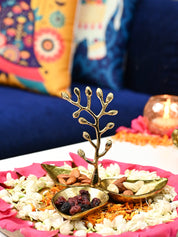 Golden Dry Fruit Tray - Leaf Shape