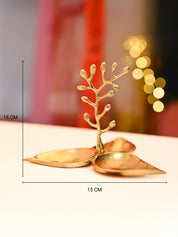 Golden Dry Fruit Tray - Leaf Shape