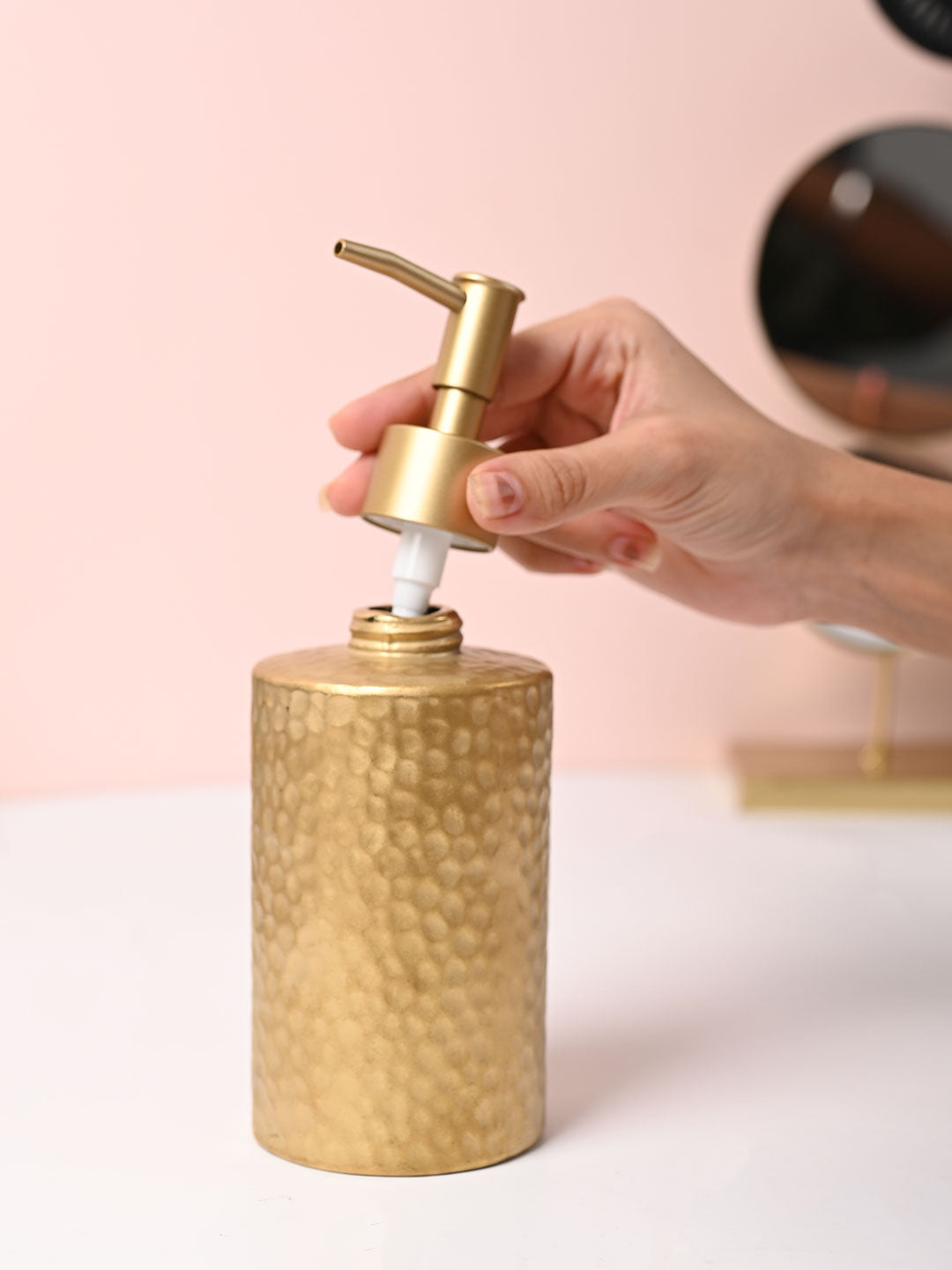 Ceramic Golden Soap Dispenser - 330mL