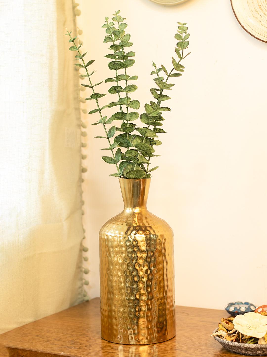 Cylindrical Golden Hammered Vase