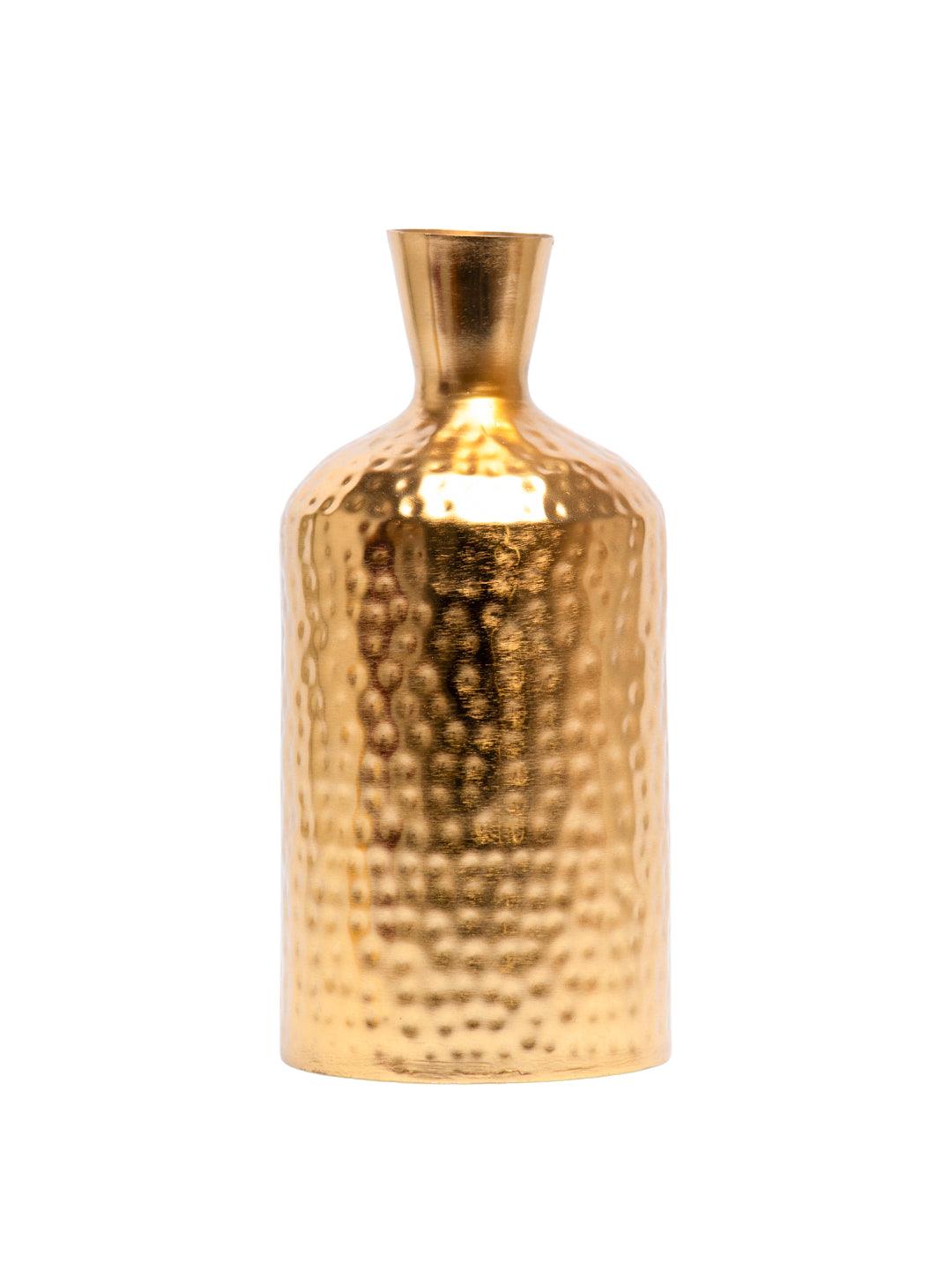 Cylindrical Golden Hammered Vase