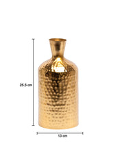 Cylindrical Golden Hammered Vase