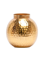 Matka-Shaped Golden Hammered Vase