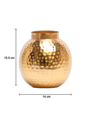 Matka-Shaped Golden Hammered Vase