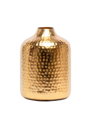 Golden Cylinder Hammered Vase