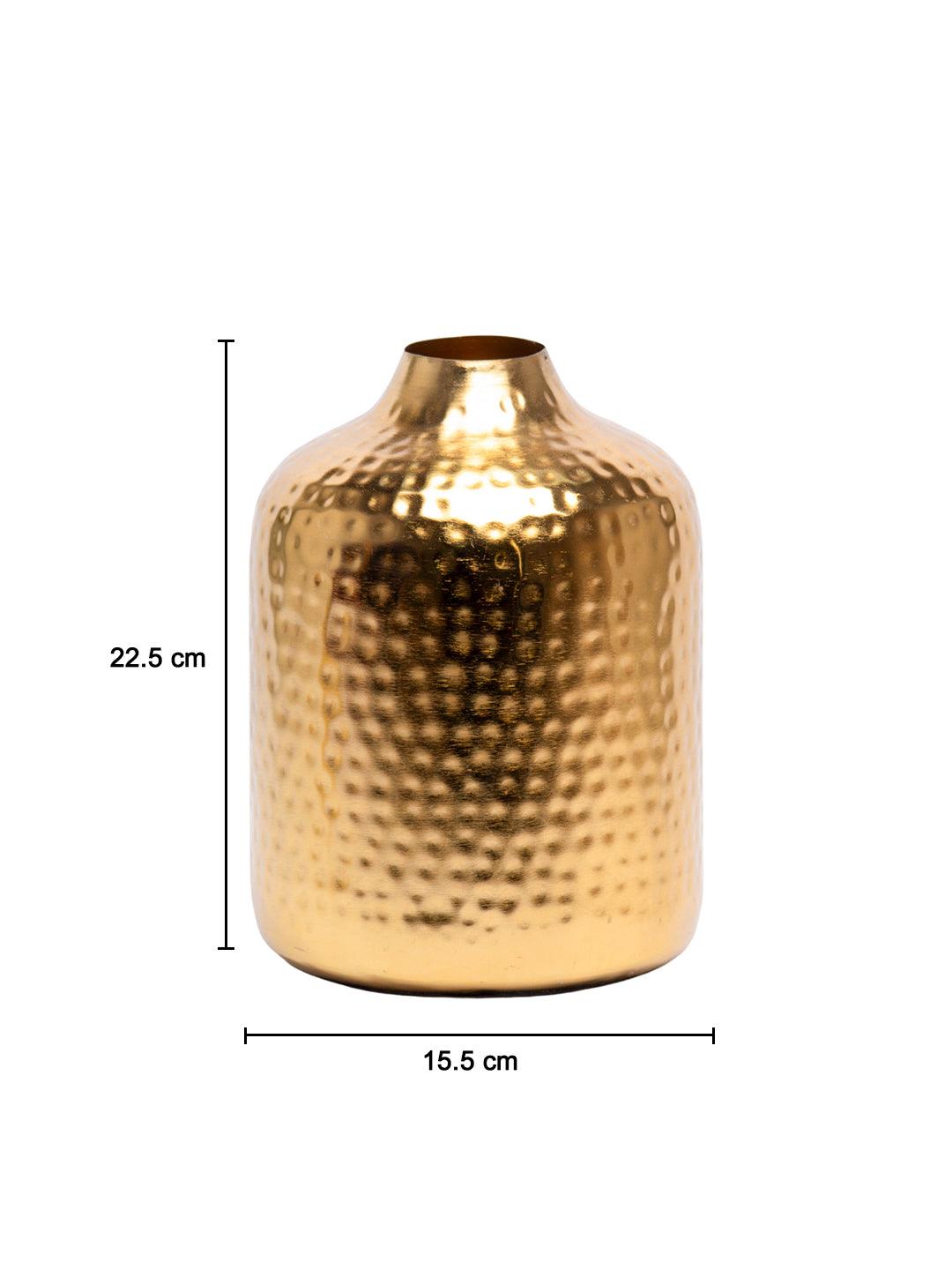 Golden Cylinder Hammered Vase
