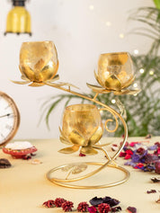 Gold 3-in-1 Glass Candle Holder