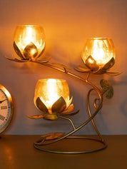 Gold 3-in-1 Glass Candle Holder