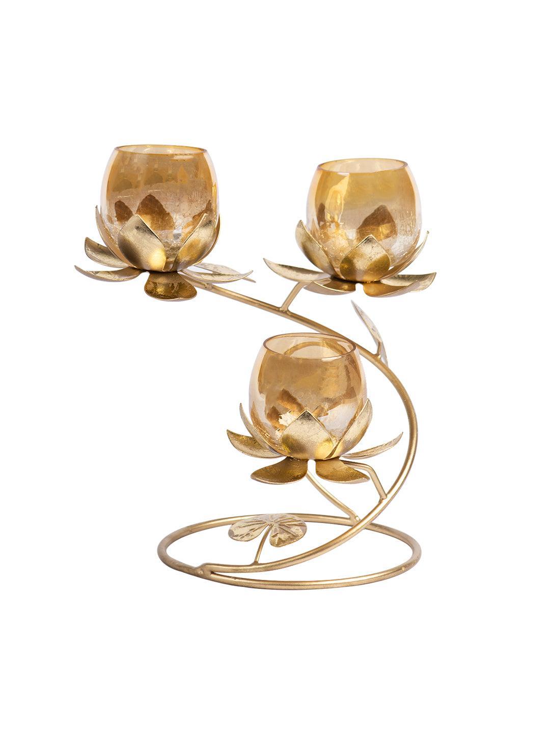 Gold 3-in-1 Glass Candle Holder