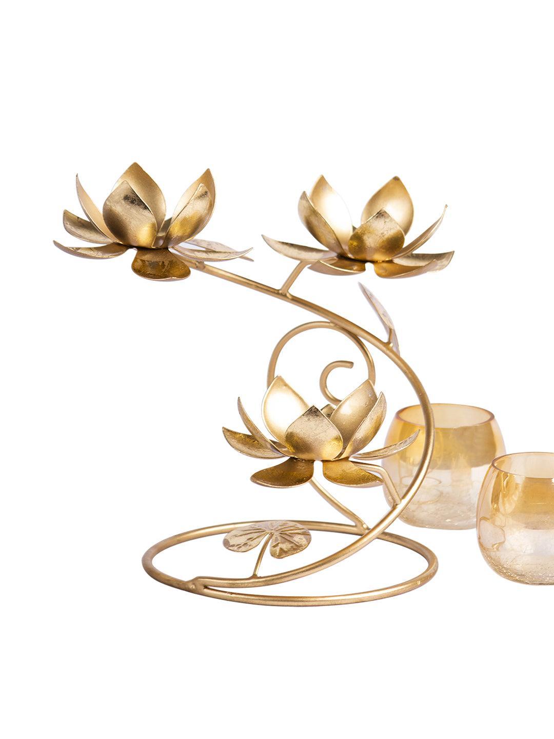 Gold 3-in-1 Glass Candle Holder