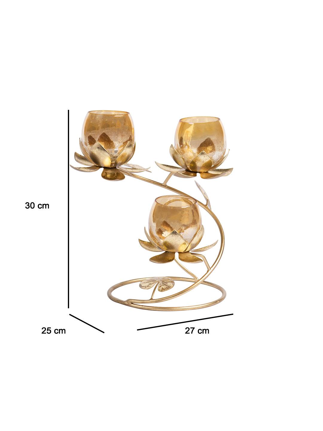 Gold 3-in-1 Glass Candle Holder