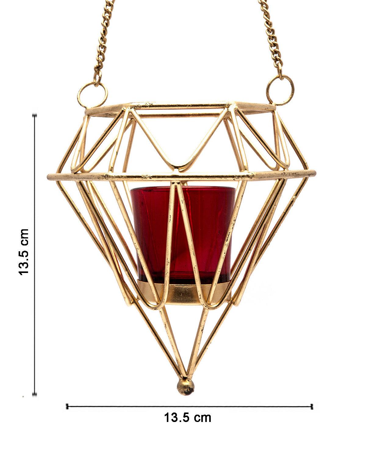 Diamond Shape Gold T-Light Holder