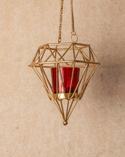 Diamond Shape Gold T-Light Holder