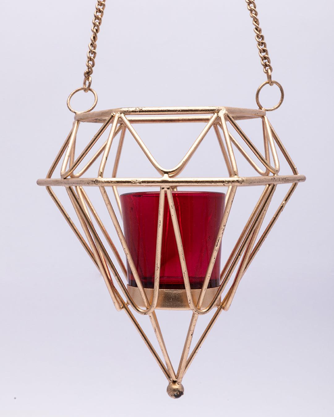 Diamond Shape Gold T-Light Holder