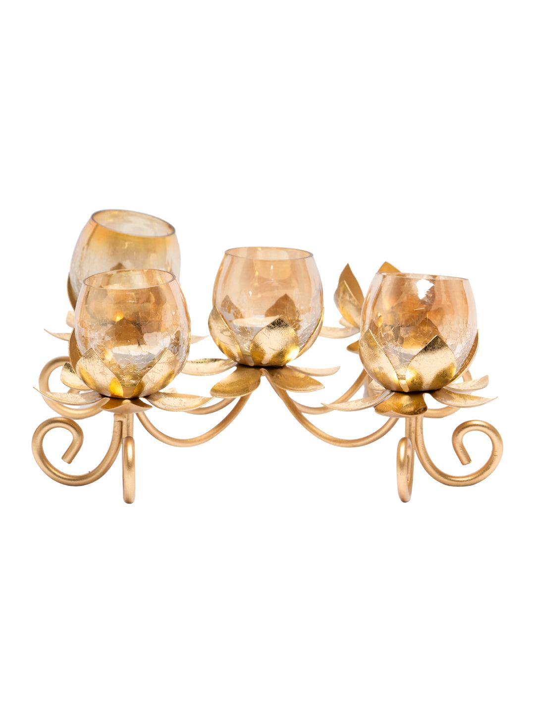 Golden Multi Lotus T-Light Holder