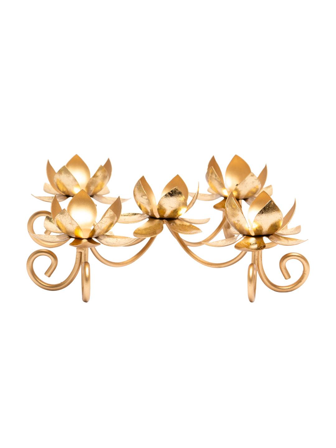 Golden Multi Lotus T-Light Holder