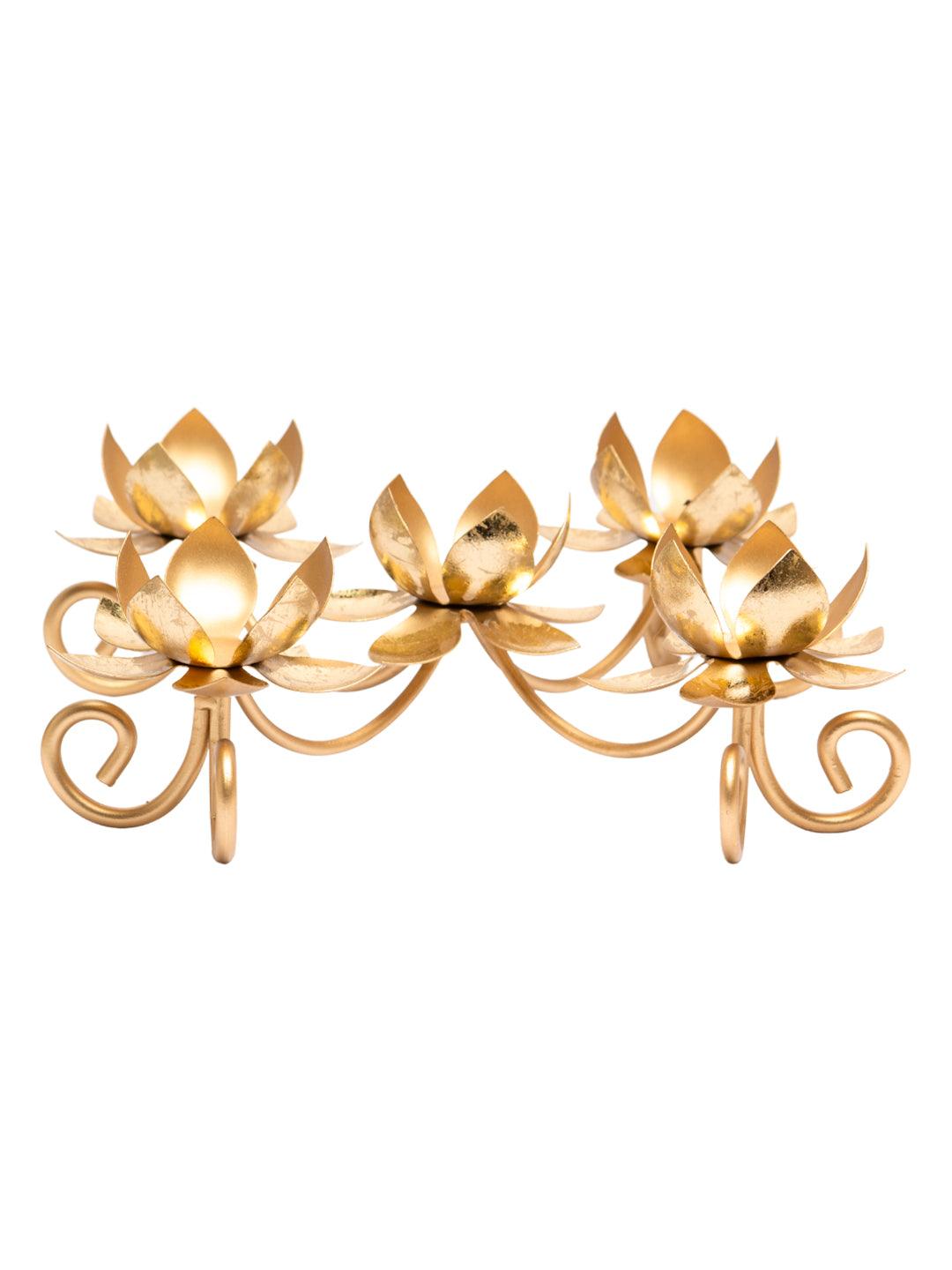 Golden Multi Lotus T-Light Holder