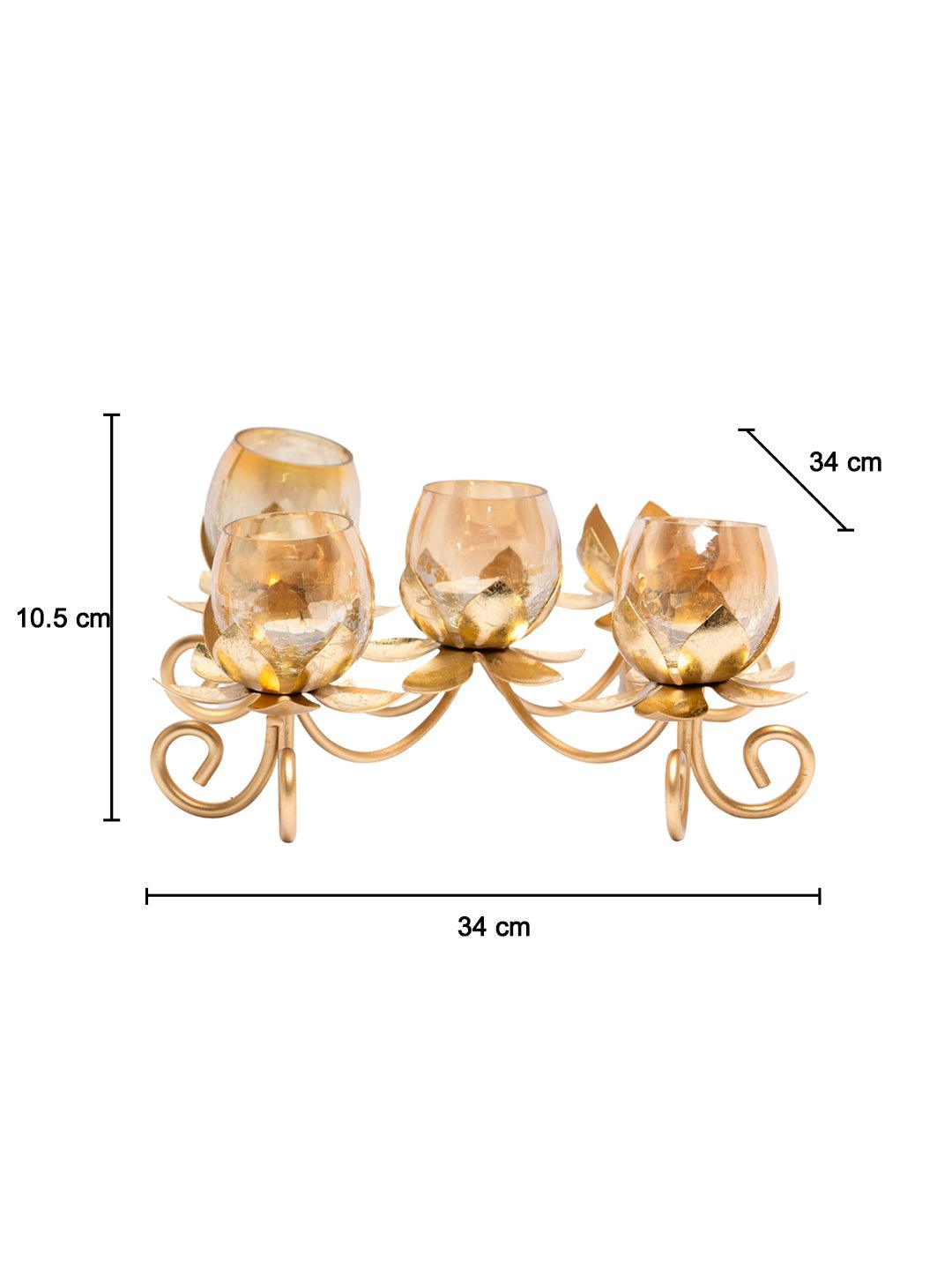 Golden Multi Lotus T-Light Holder