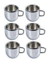 Silver Stainless Steel Mugs - Set of 6