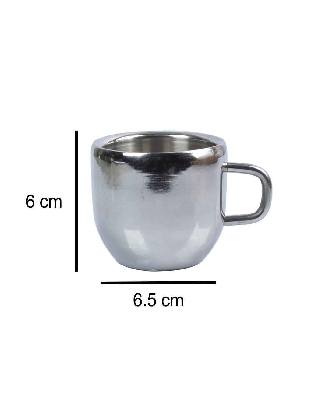 Silver Stainless Steel Mugs - Set of 6