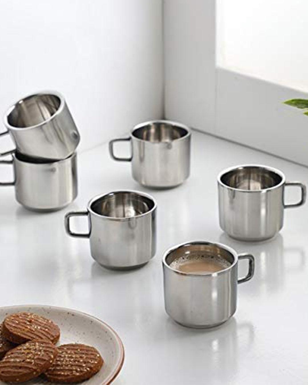 Stainless Steel Tea Cups - Set of 6