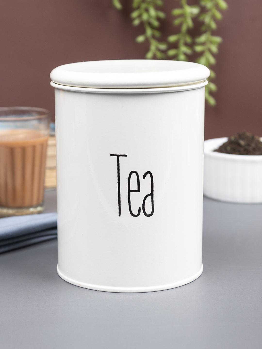 Off-White Tea Jar with Lid