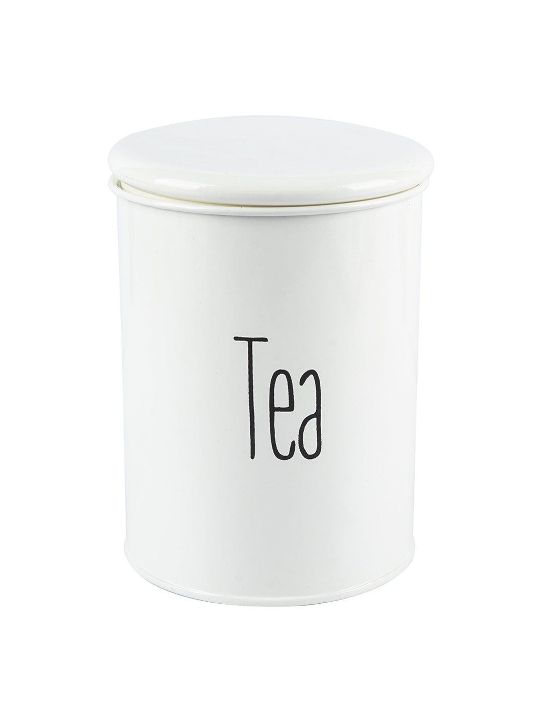 Off-White Tea Jar with Lid