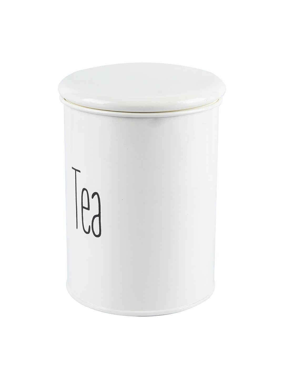 Off-White Tea Jar with Lid