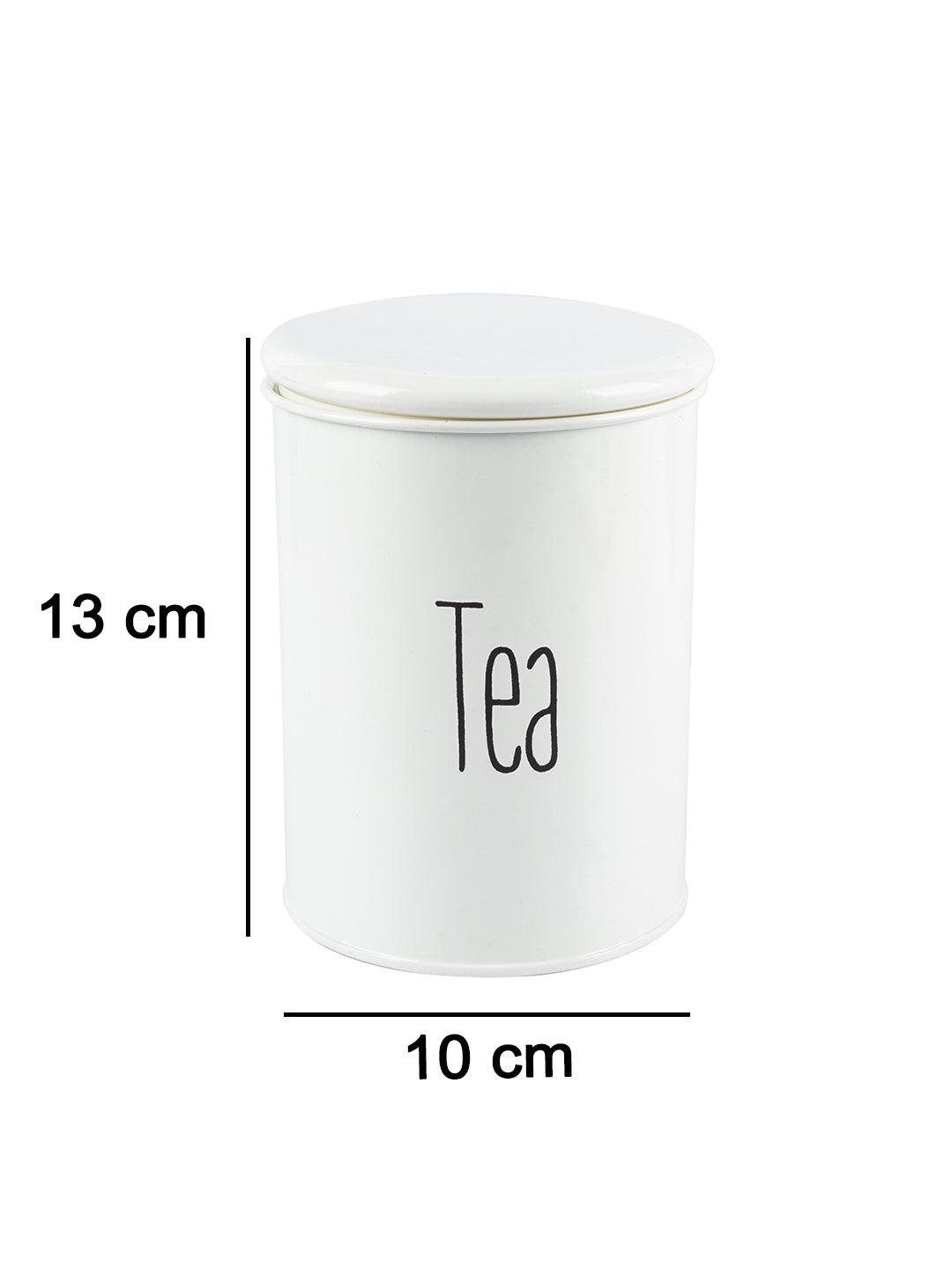 Off-White Tea Jar with Lid